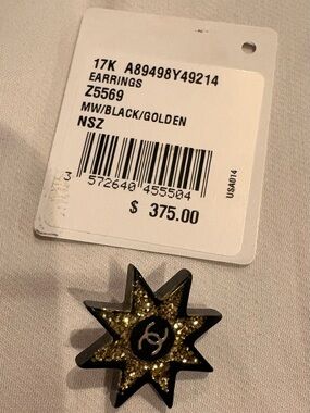 Chanel Black & Gold Starburst Single Earring